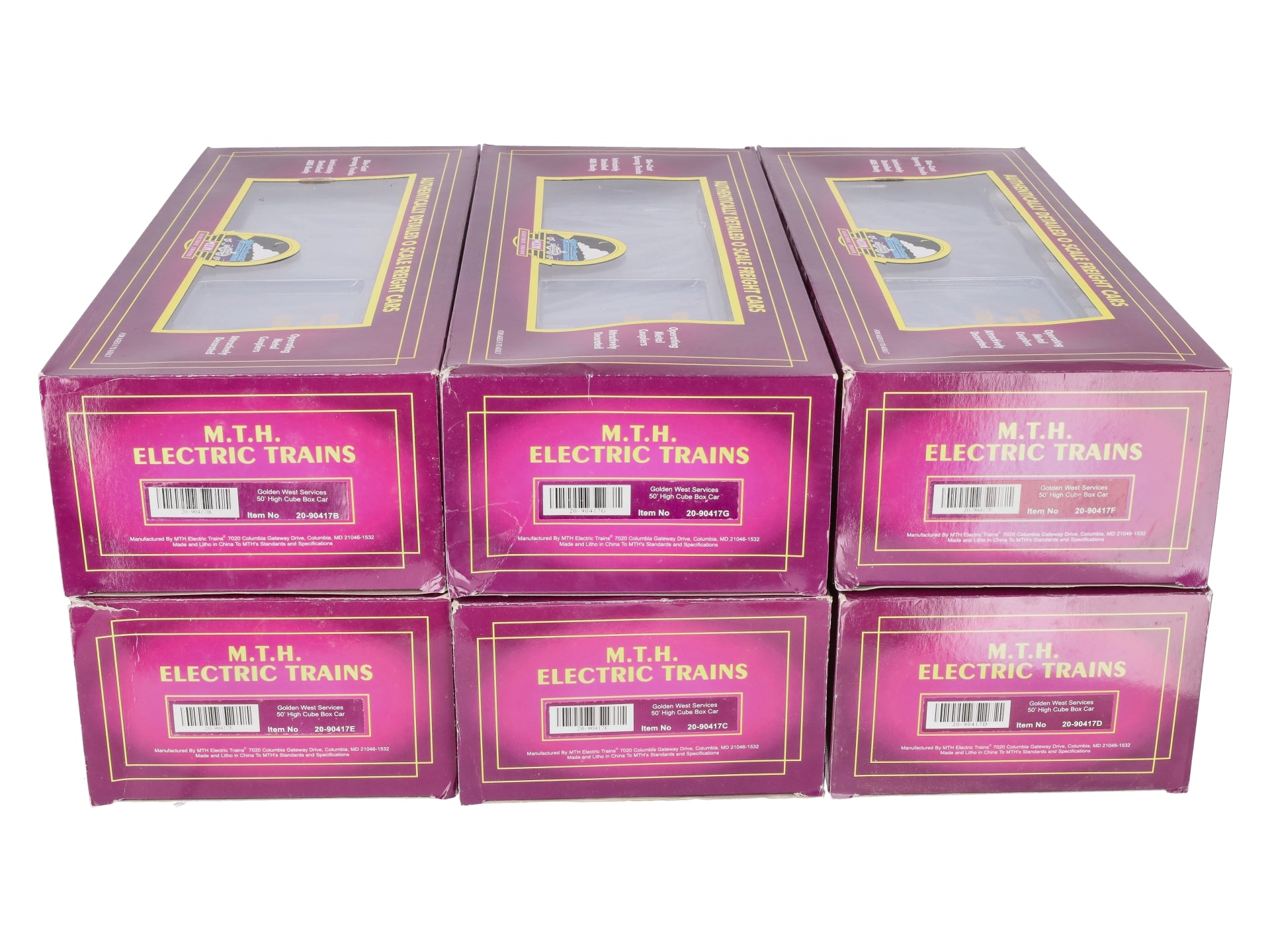 MTH 20-90417 O Golden West Services 50’ High Cube Box Car Set (Set of 6)