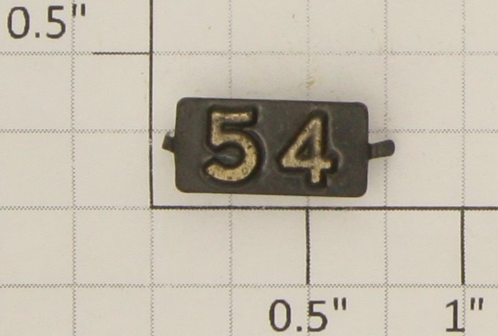 American Flyer 54 #54 Black Metal Nameplate with Embossed Numbers
