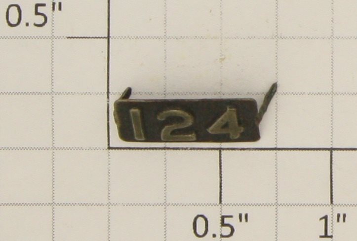 American Flyer 124 #124 Black Metal Nameplate with Embossed Numbers