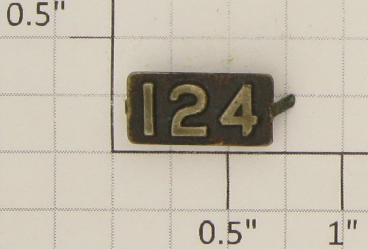 American Flyer 124 #124 Black Metal Nameplate with Embossed Numbers