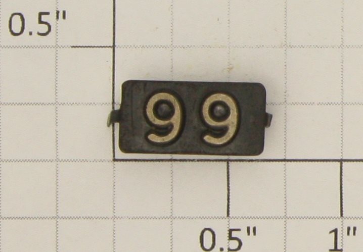 American Flyer 66-99 #66 or #99 Black Metal Nameplate with Embossed Numbers