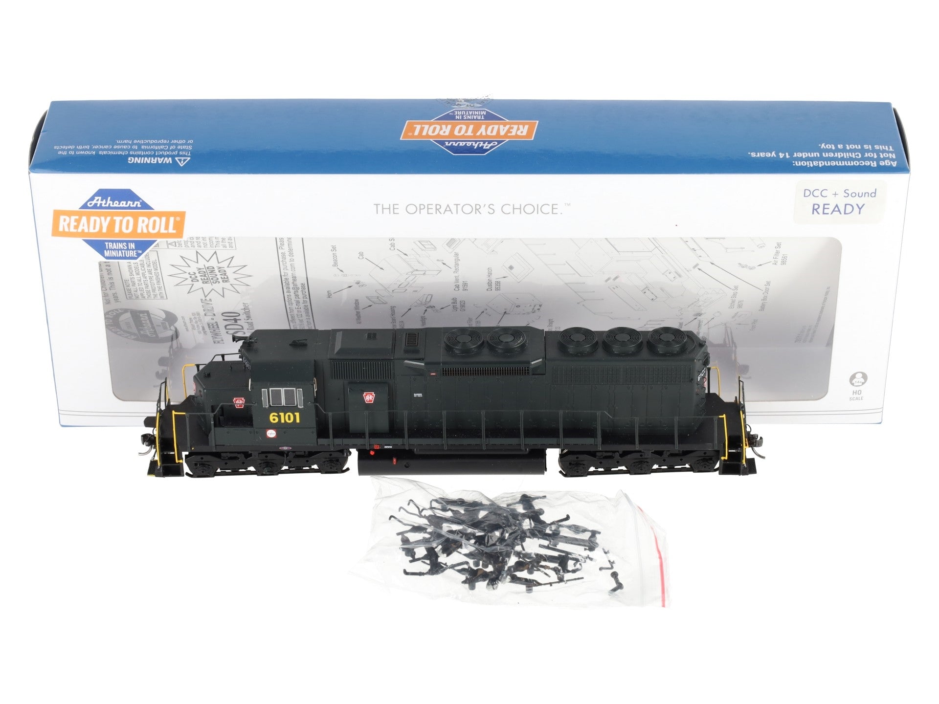 Athearn 88514 HO Pennsylvania RTR Dark Green SD40 Diesel Locomotive #6101