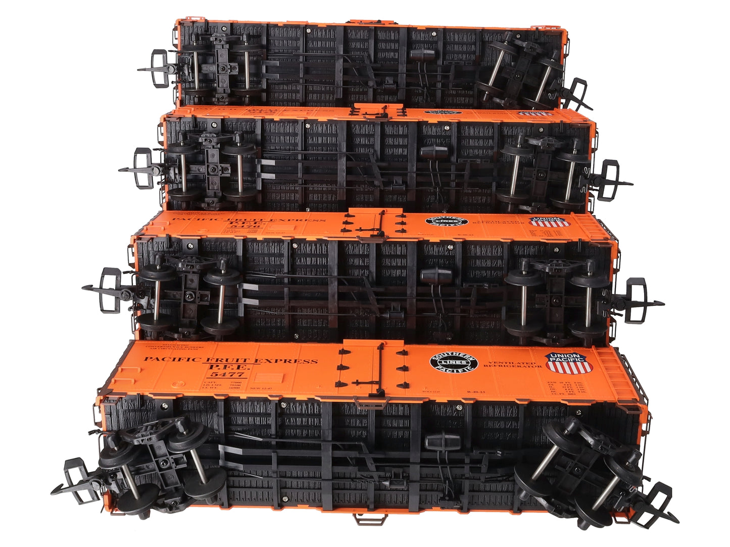 USA Trains R16506E G PFE SP & UP 40 ft. Refrigerator Cars Set #5 (4)