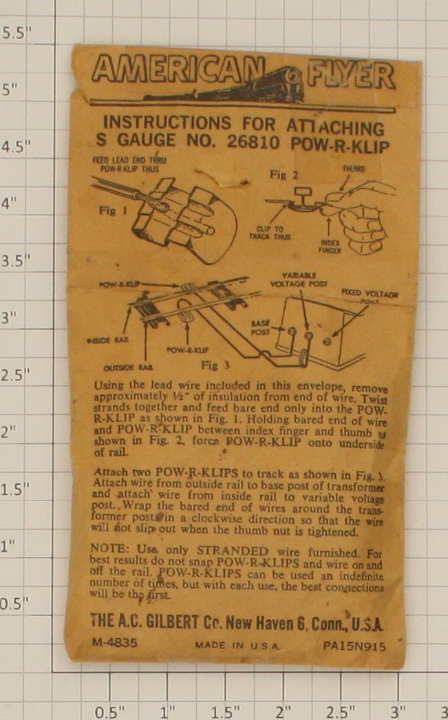 American Flyer 26810 S Scale AF Pow-R-Klip