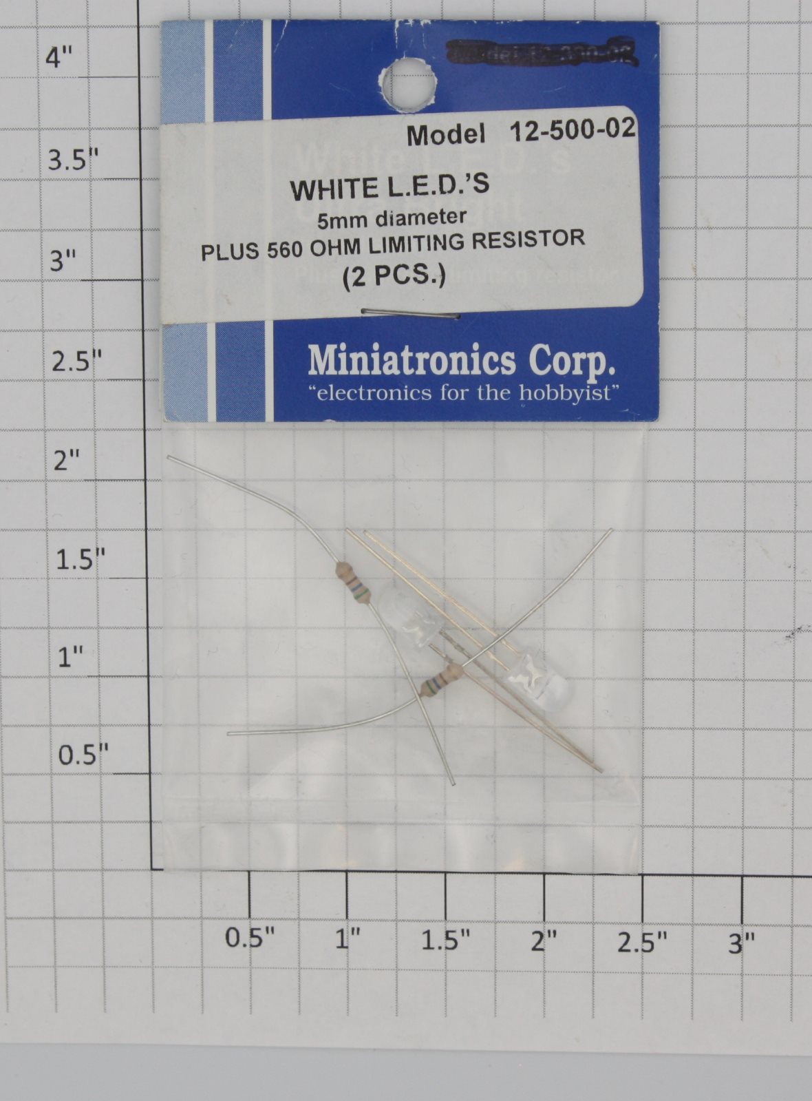Miniatronics 12-500-02 5mm White Standard Light Emitting Diodes LEDs (Pack of 2)