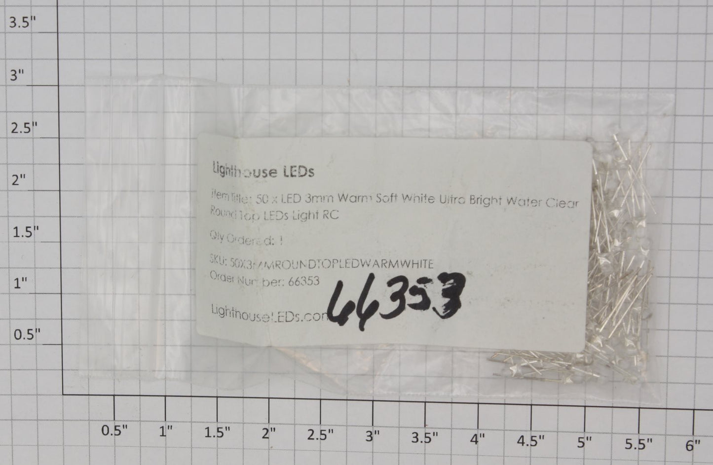Lighthouse LEDs 66353 3mm Round Top Soft White LEDs (Bag of 50)
