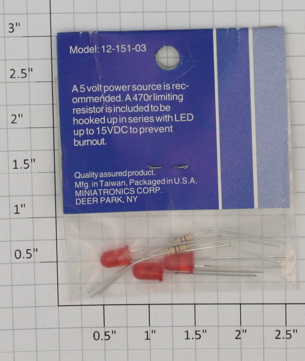 Miniatronics 12-151-03 5mm Red Blinker/Flasher LED Light Bulbs (Pack of 3)