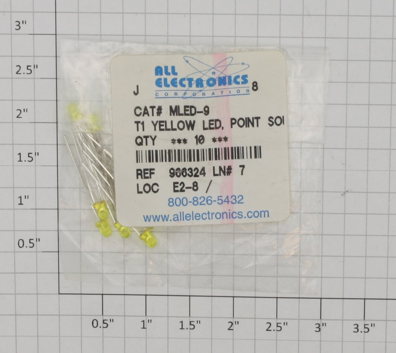 All Electronics MLED-9 T1 Yellow LED (Bag of 10)
