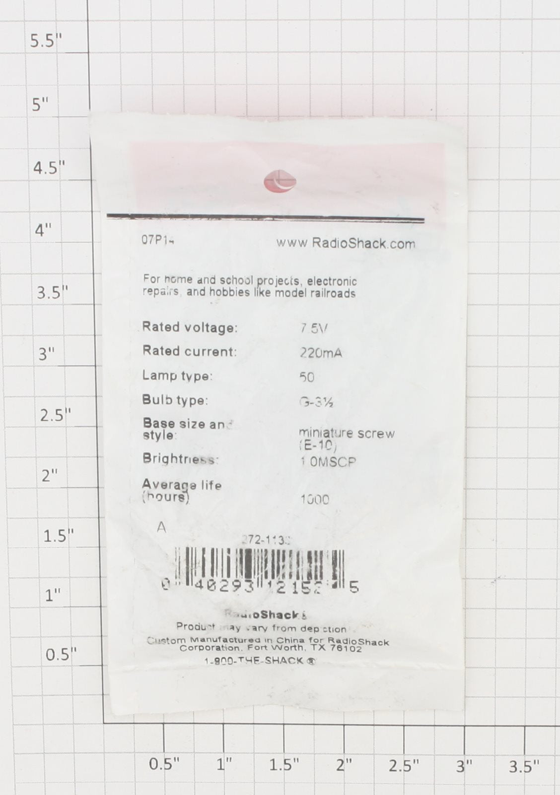 Radio Shack 272-1133 7.5 Volts 200mA Screw Base Light Bulb (Pack of 2)