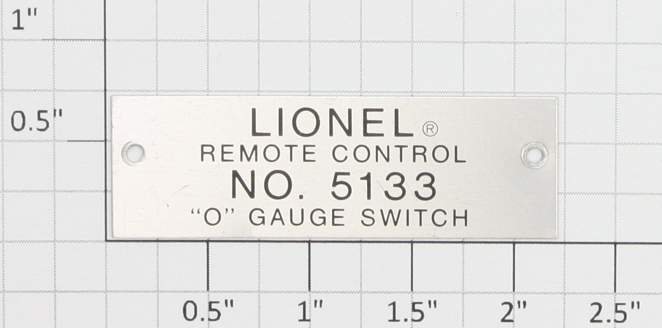 Lionel 5133-10X Left Hand Track Switch Nameplate