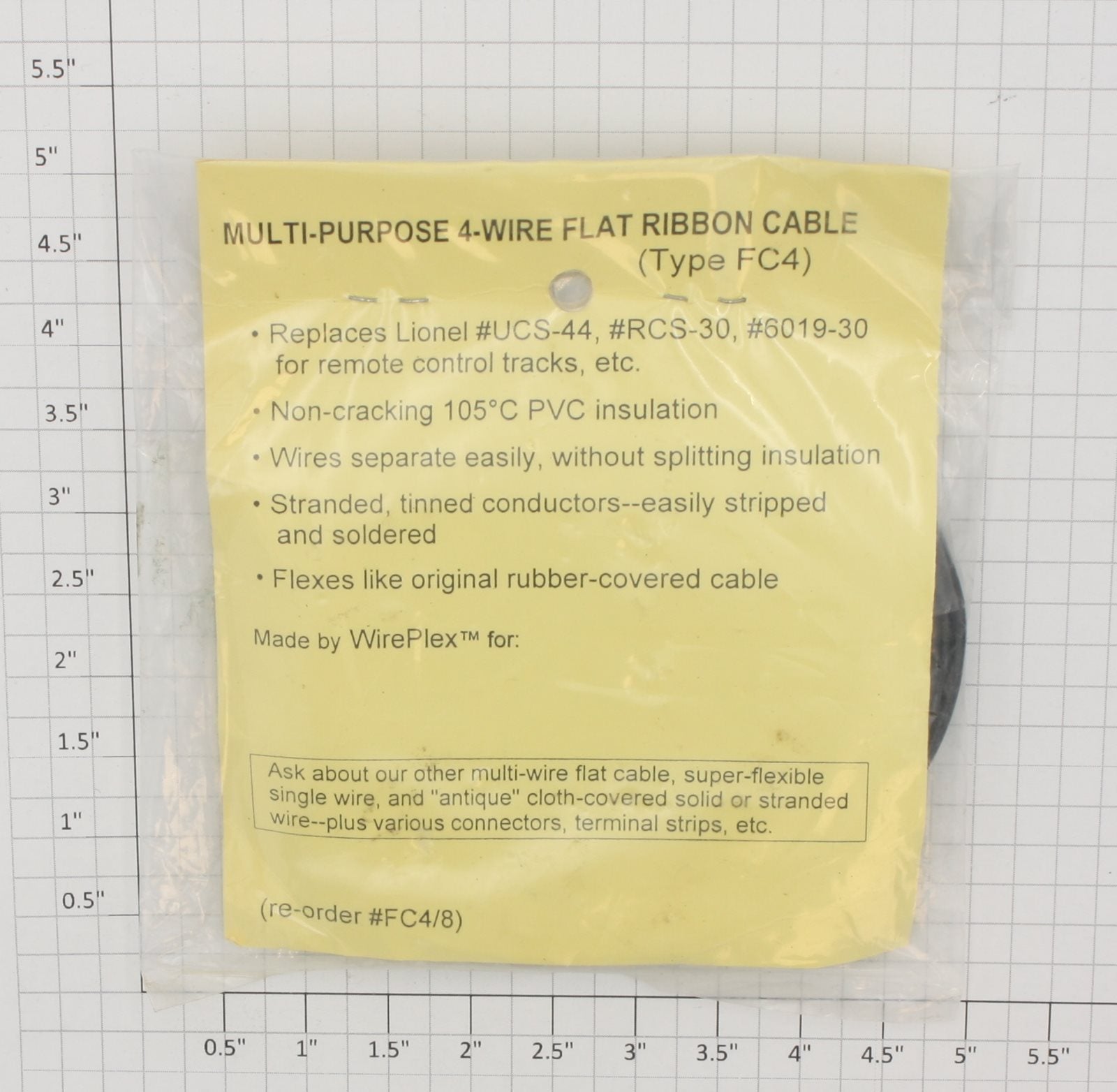 Wire-Plex FC4 4 Conductor Wire Flat Cable #24 Gauge 8.5ft. Pack