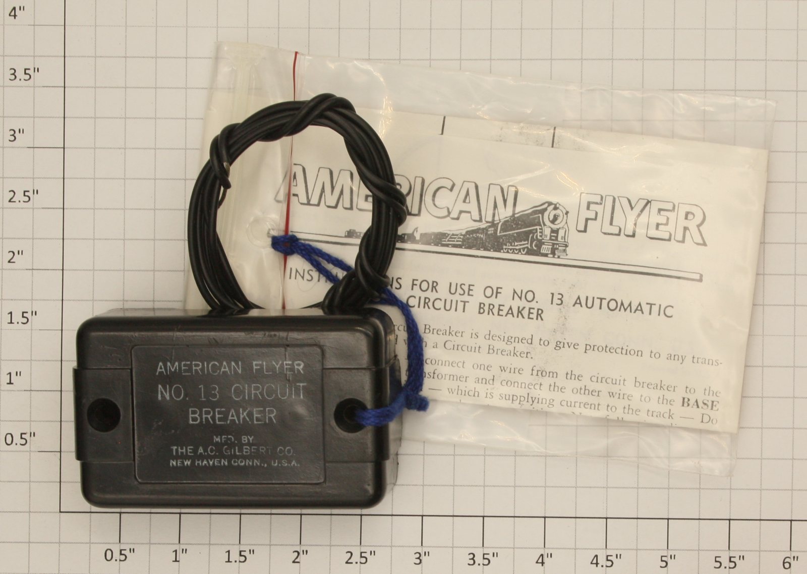 American Flyer PA9181 S Gauge Black No. 13 Circuit Breaker with Wire and Screws