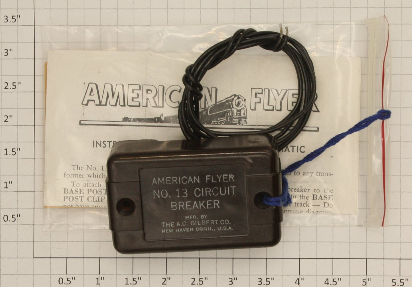 American Flyer PA9181 S Gauge Brown No. 13 Circuit Breaker with Wire and Screws