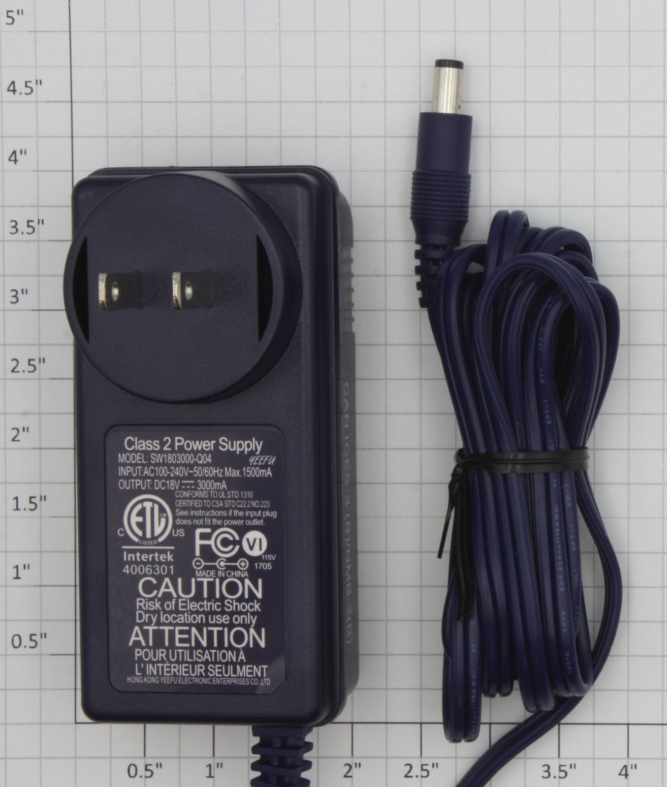 Lionel SW1803000-Q04 LionChief Blue 18VDC @ 3000mA 54W Wall Pack Power Supply