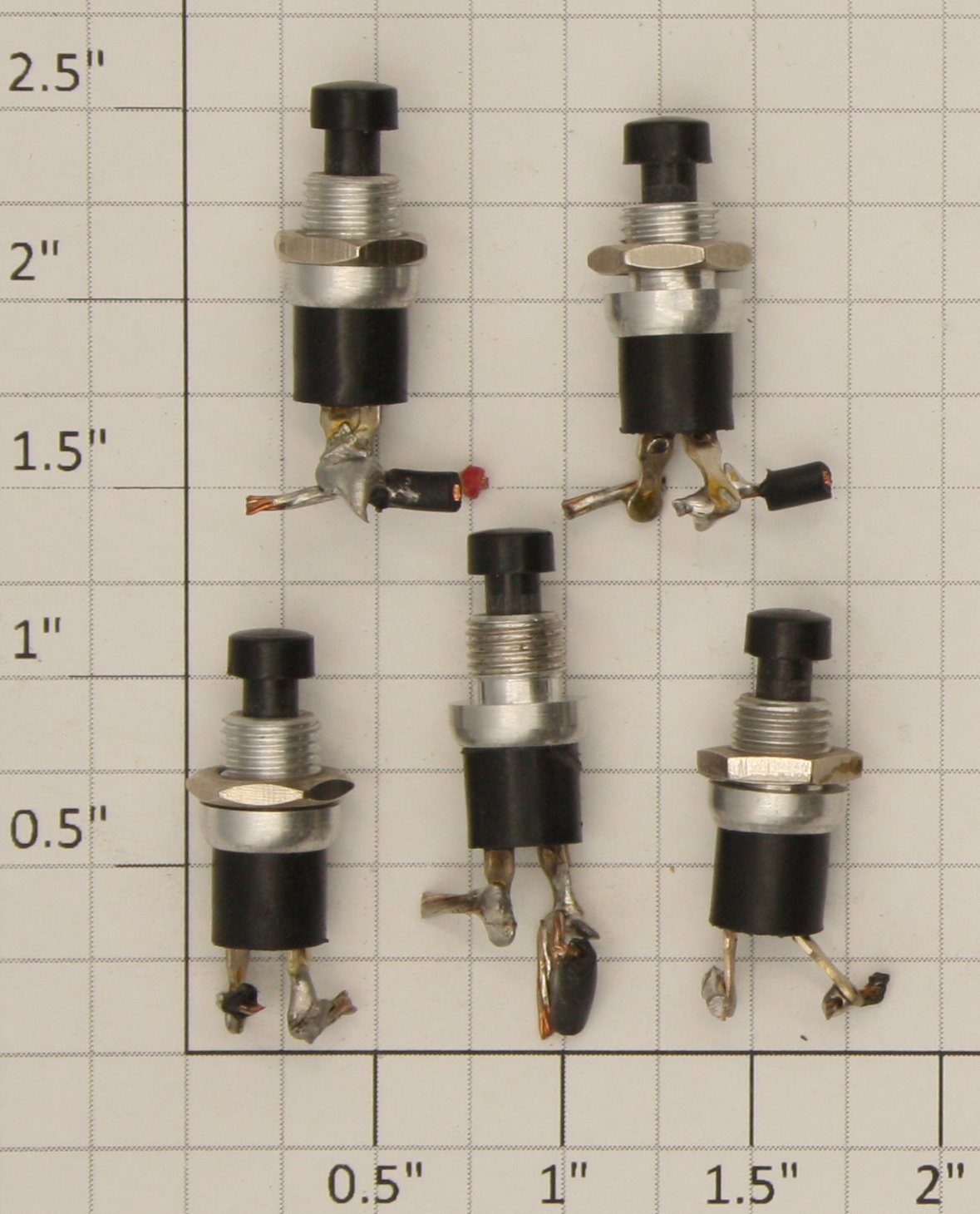 Radio Shack 275-1547B-1 Black Momentary SPST N.O. Push Button Switch (Bag of 5)