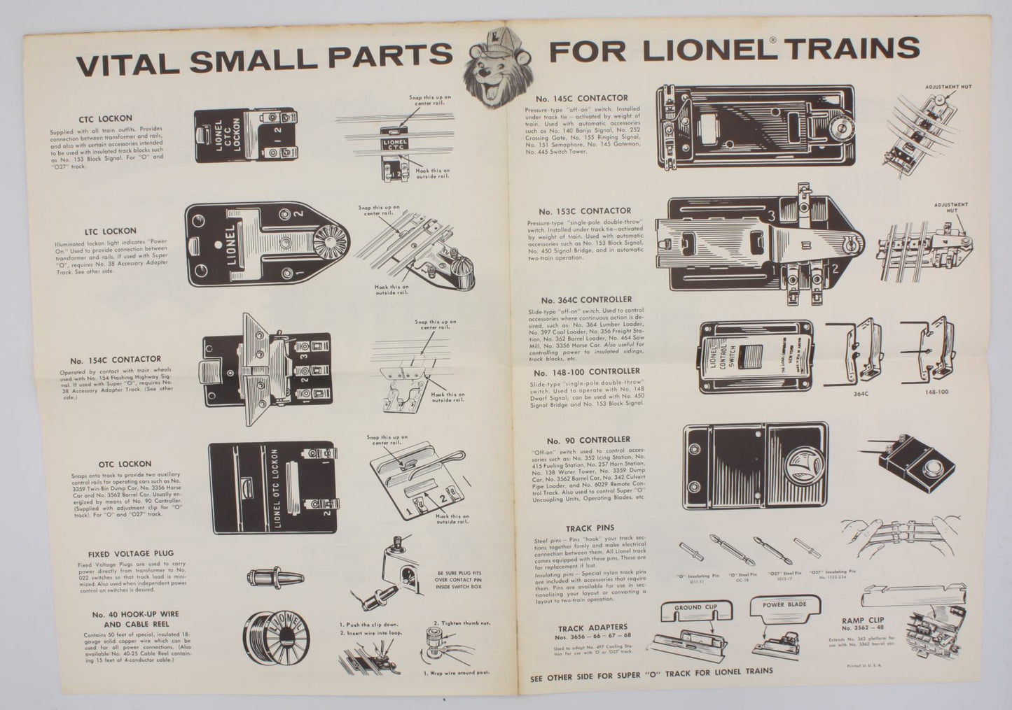 Lionel 0623-10 Vital Small Parts / Super "O" Track Parts Poster