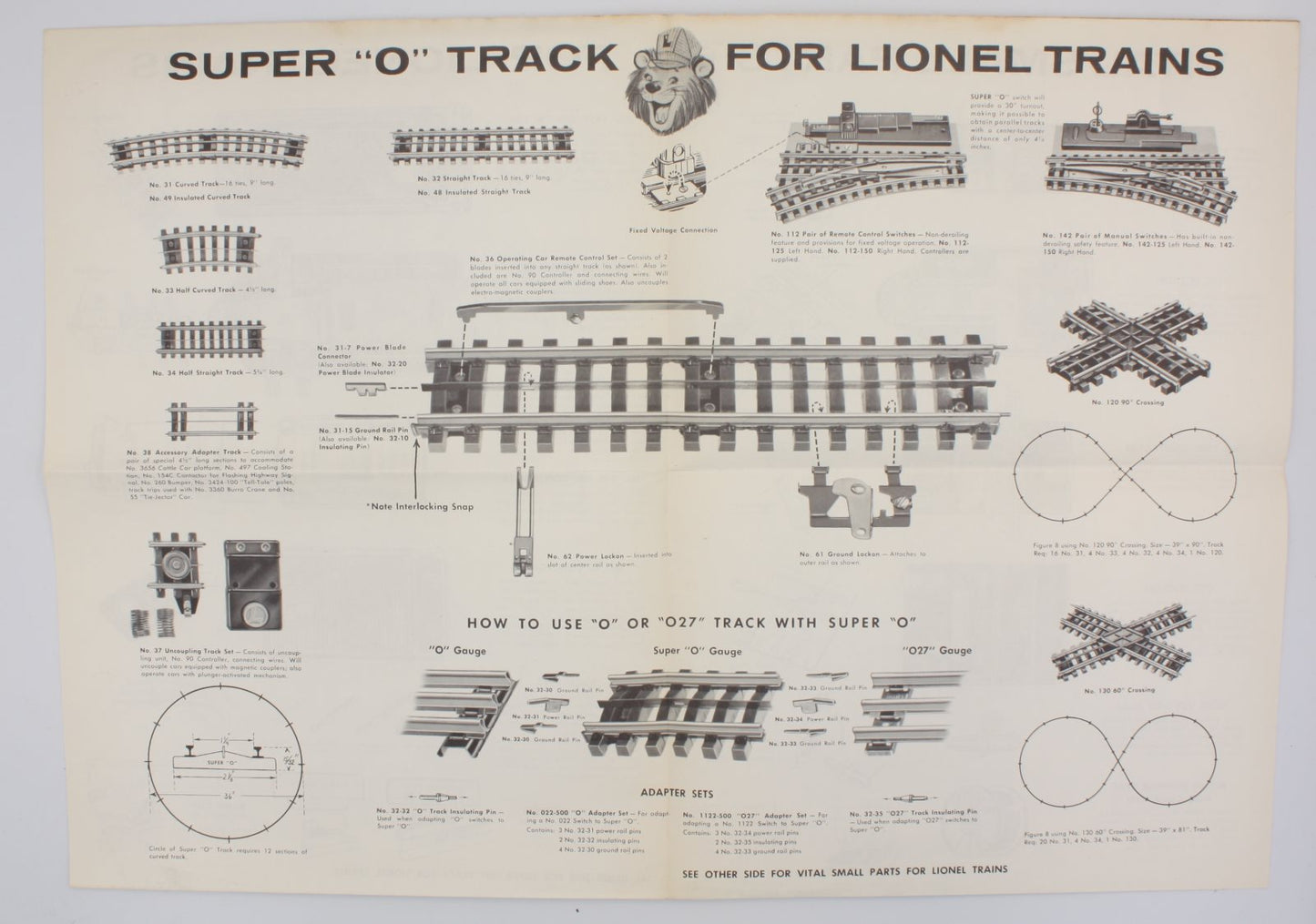 Lionel 0623-10 Vital Small Parts / Super "O" Track Parts Poster