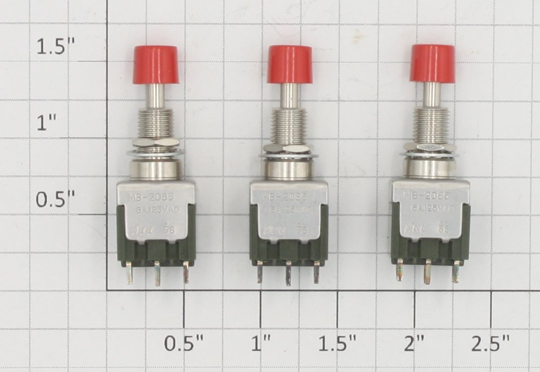 Acme 0702-959 Red/Green 6 Amp 125 Volt Momentary Push Button Switch (Bag of 3)