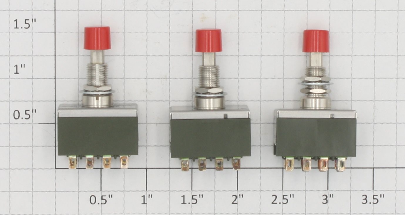 Acme 0629-459 Red/Black 6 Amp 125 Volt Momentary Push Button Switch (Bag of 3)