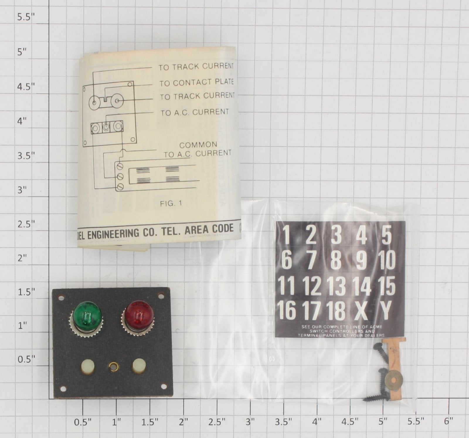 Acme 498 O Gauge Boxed Flush Mount Switch Control Panel w/ Bulbs & Instructions