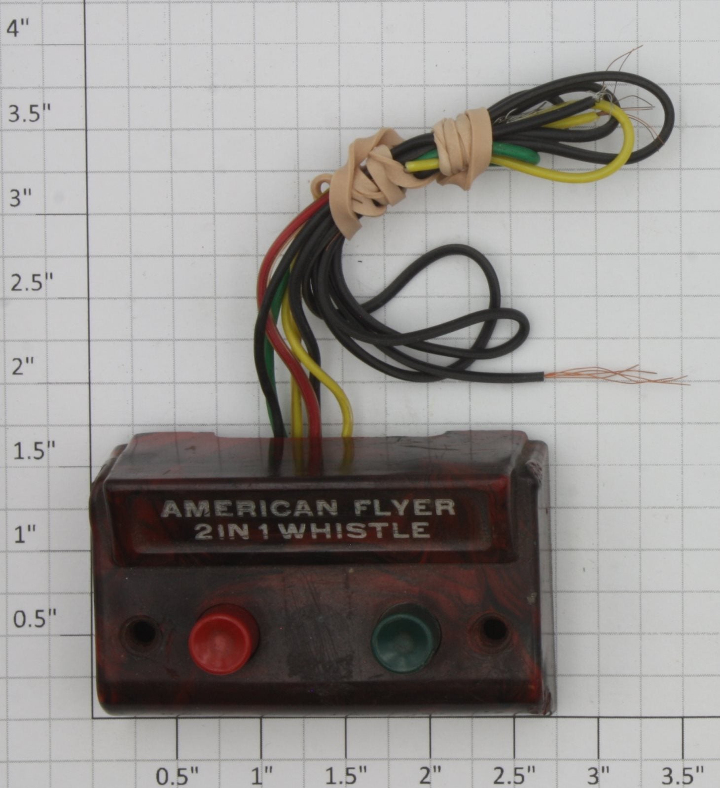 American Flyer XA10961-AE S Scale Red Swirl 2 in 1 Whistle Control Button Wired