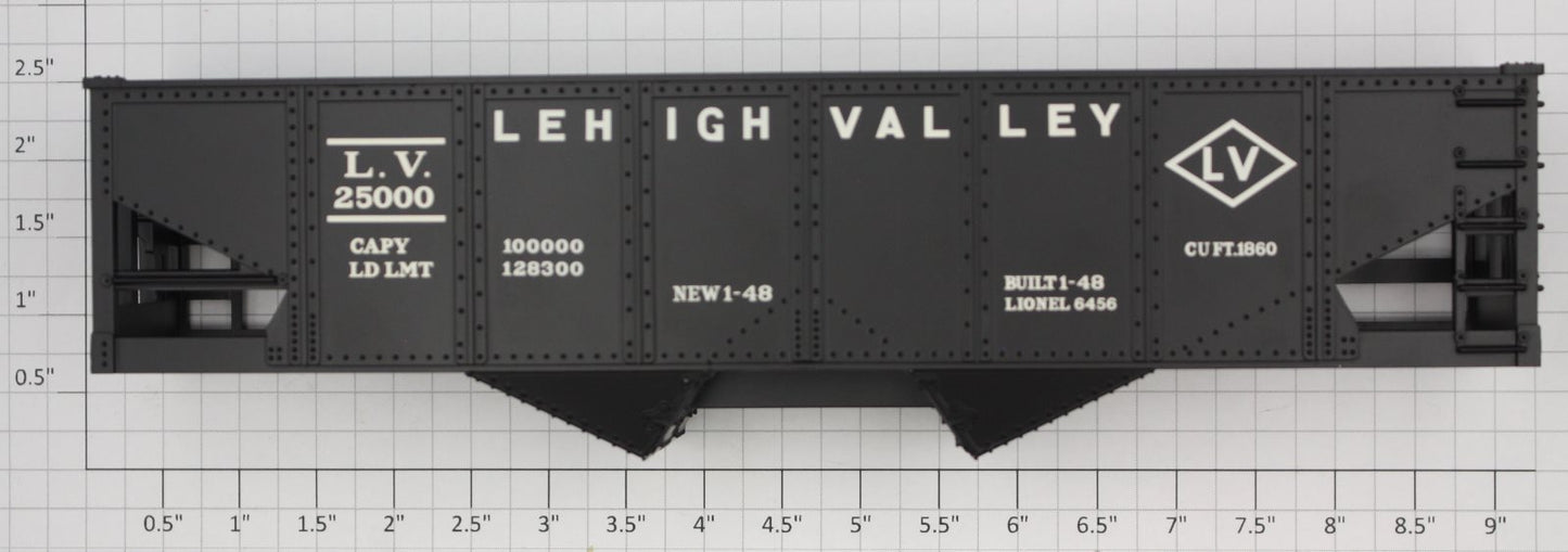 Lionel 27719-2 #6456 Black Lehigh Valley 2-Bay Hopper