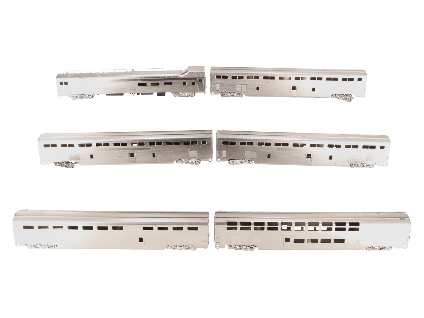 Hallmark HO Scale Brass ATSF High-Level Nickel-Plated Passenger Cars (Set of 6) EX/Box
