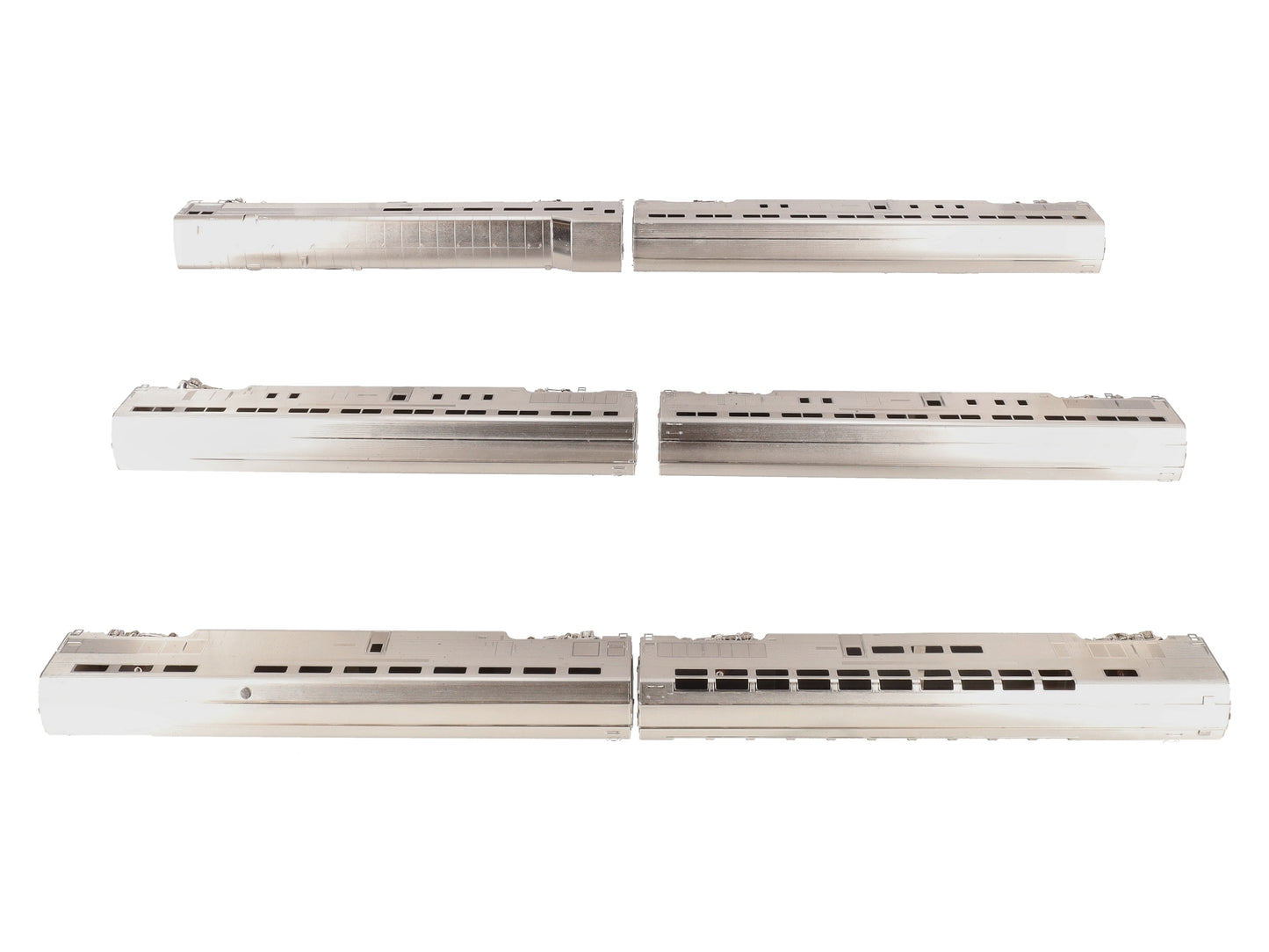 Hallmark HO Scale Brass ATSF High-Level Nickel-Plated Passenger Cars (Set of 6) EX/Box