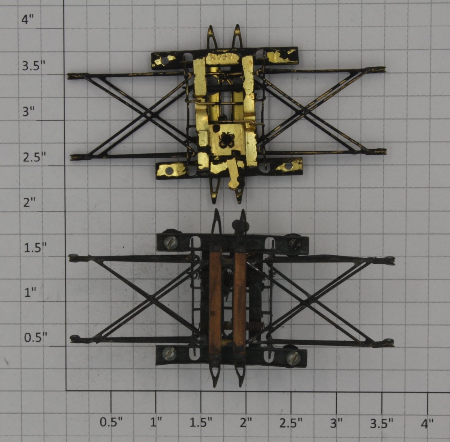Overland 1055-2 PRR Class P5A Brass Pantograph w/ Copper Top Contact (Bag of 2)