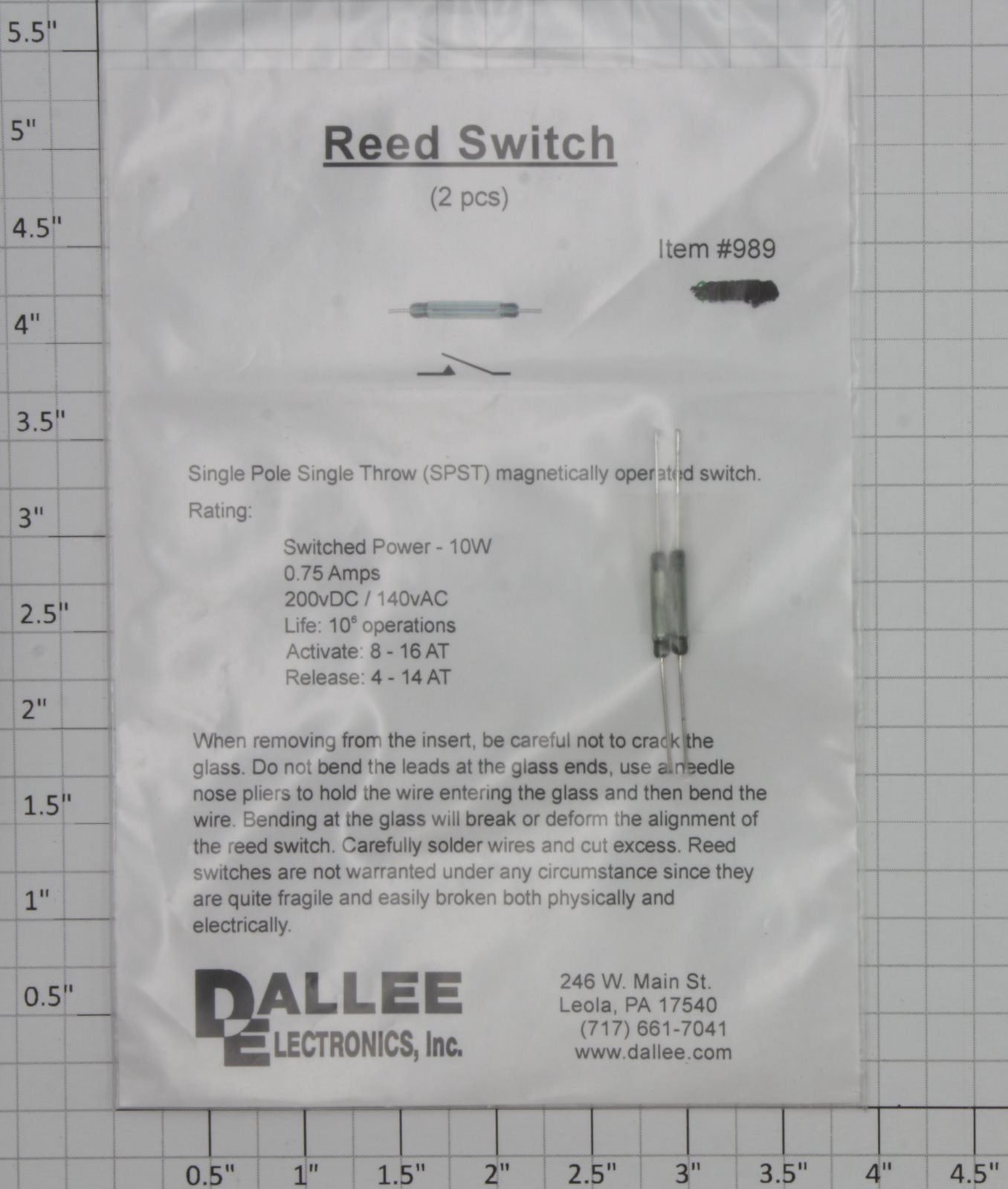 Dallee 989 SPST Reed Switch (Pack of 2)