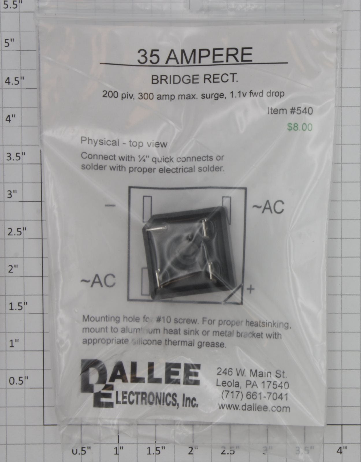 Dallee 540 35-Ampere Bridge Rectifier 200-Piv 300-Amp Max Surge