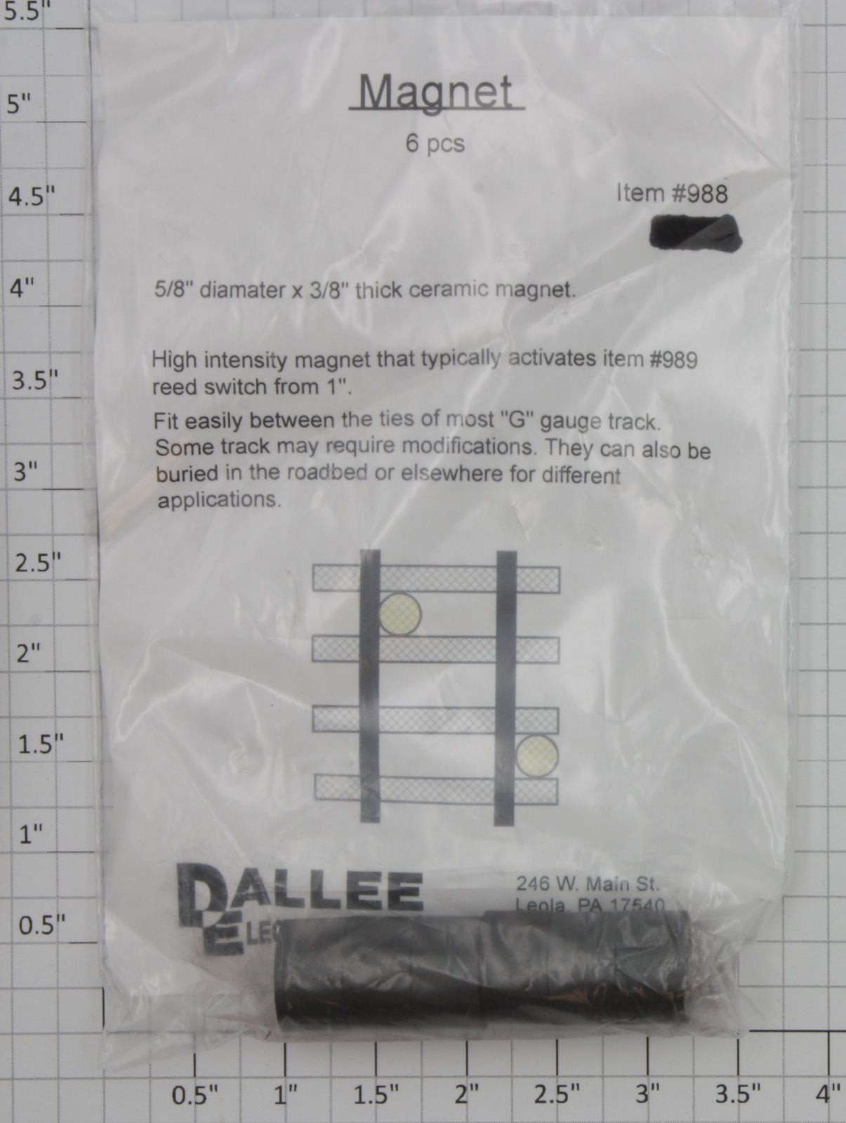 Dallee 988 G Scale High Intensity Round Magnet 5/8