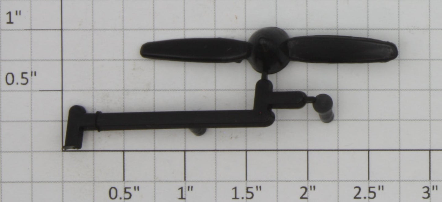Lionel 6800-12 Black Airplane Propeller and Mounting Pin on Sprue
