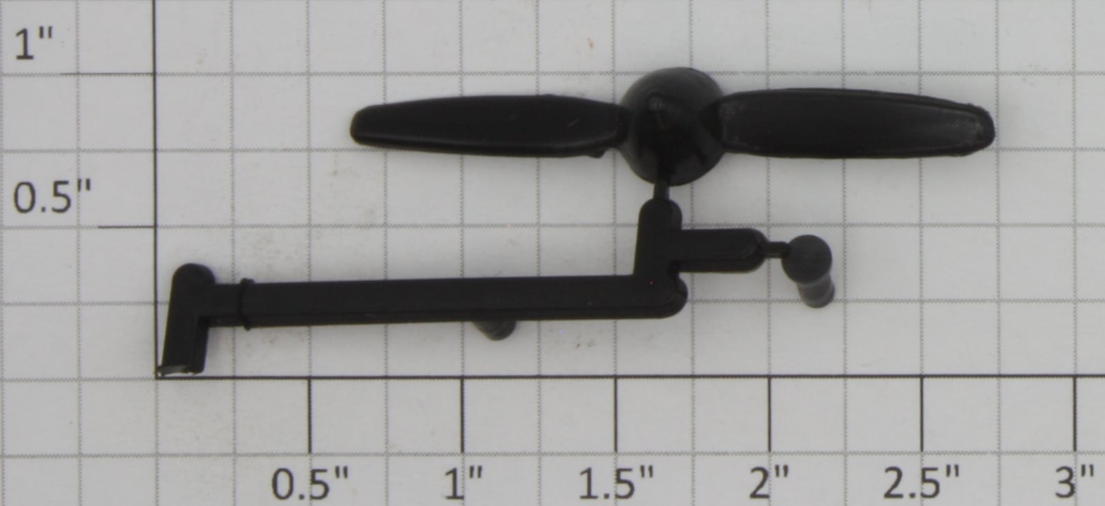 Lionel 6800-12 Black Airplane Propeller and Mounting Pin on Sprue