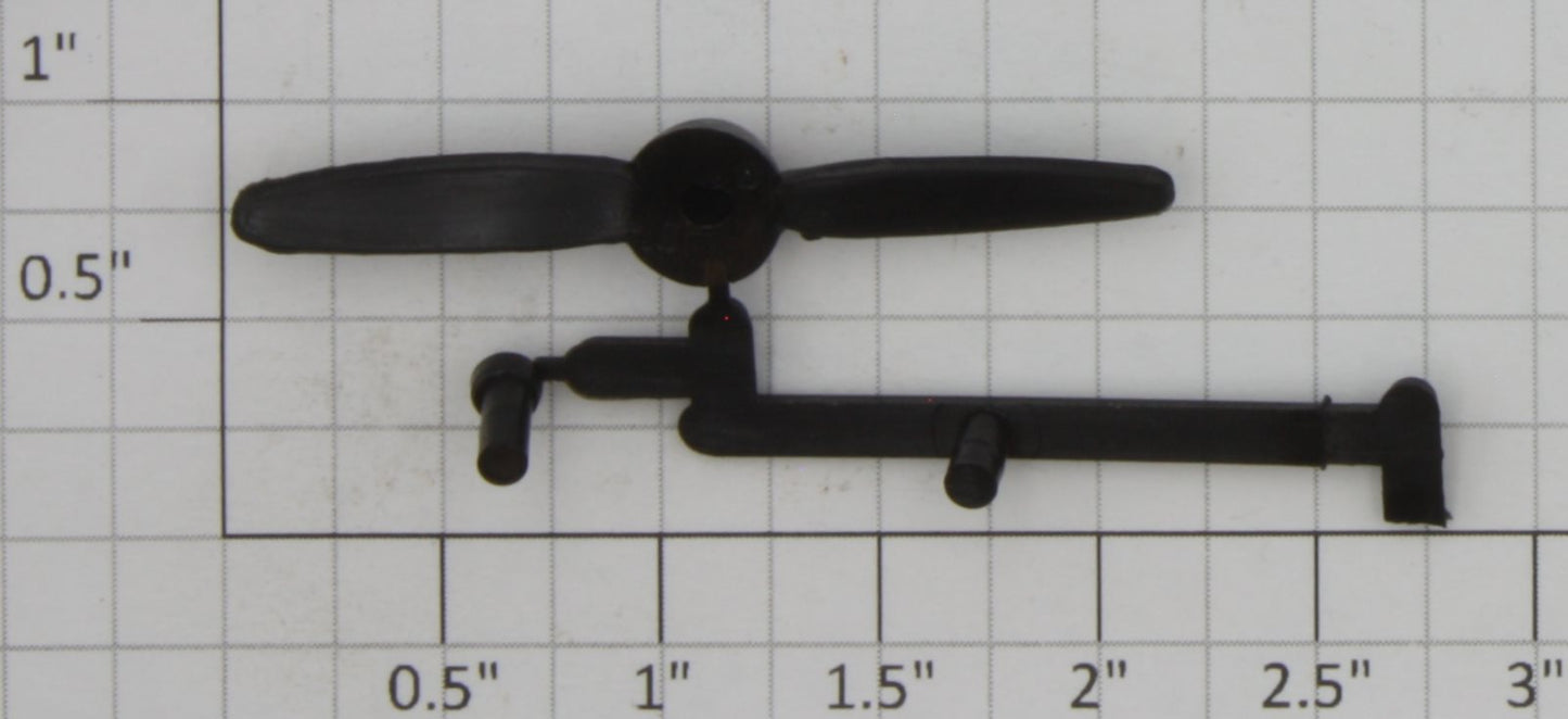 Lionel 6800-12 Black Airplane Propeller and Mounting Pin on Sprue