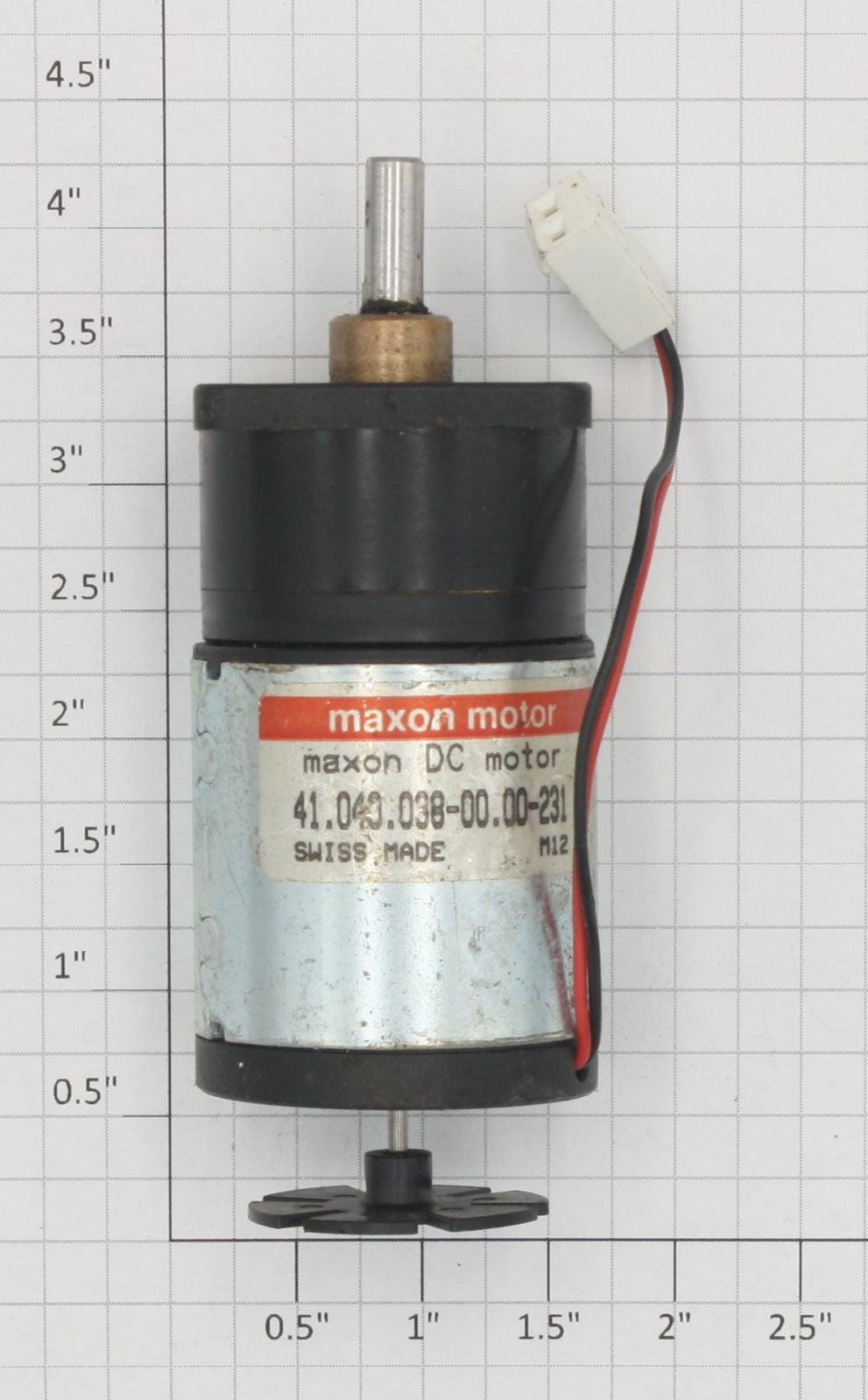 maxon 410400380000231 20 Volt DC Motor with Offset Gearbox Assembly and Rear Fan