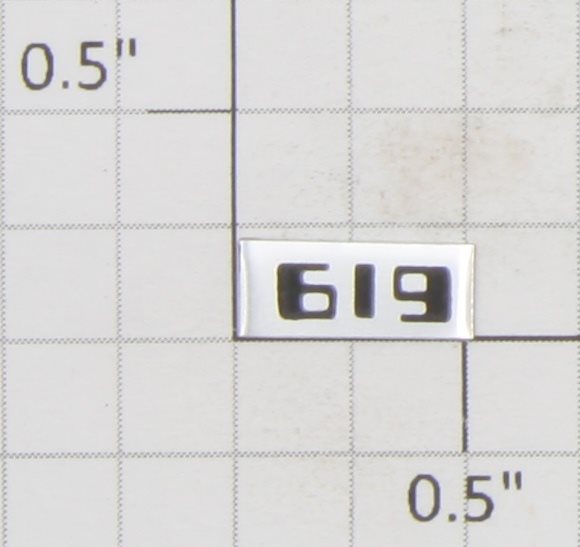 Lionel 619-1 "619" Number Plate-Self Adhesive