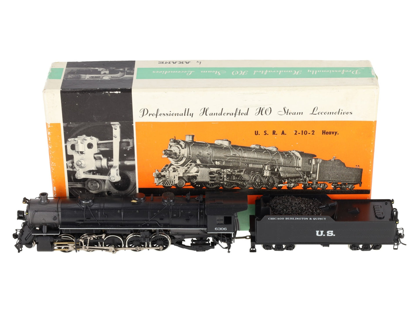 Akane HO BRASS U.S.R.A. 2-10-2 Heavy Steam Locomotive & Tender - Painted EX/Box