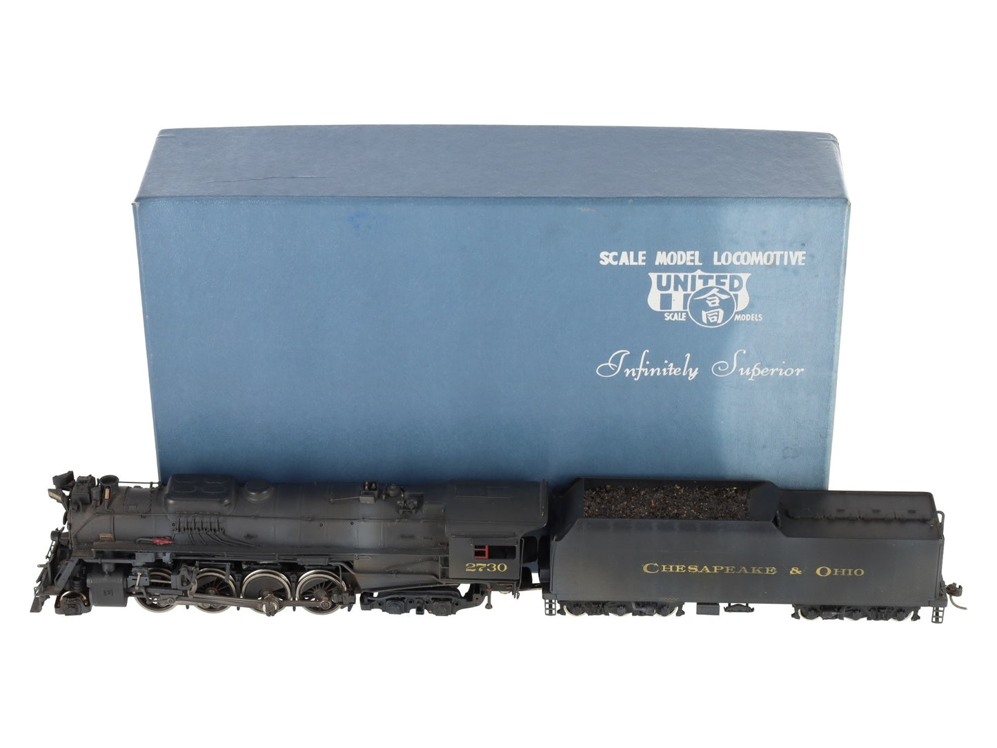United Models HO BRASS C&O Kanawha 2-8-4 Steam Locomotive & Tender -Painted EX/Box
