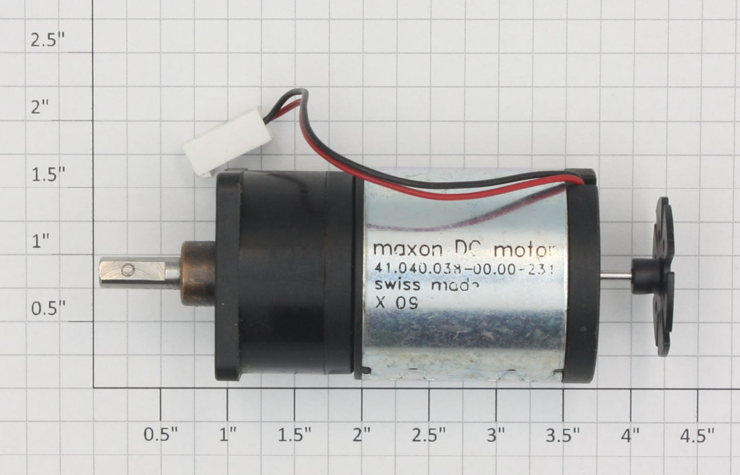 Maxon 410400380000231 12-Volt DC Motor with Offset Gearbox, Wired