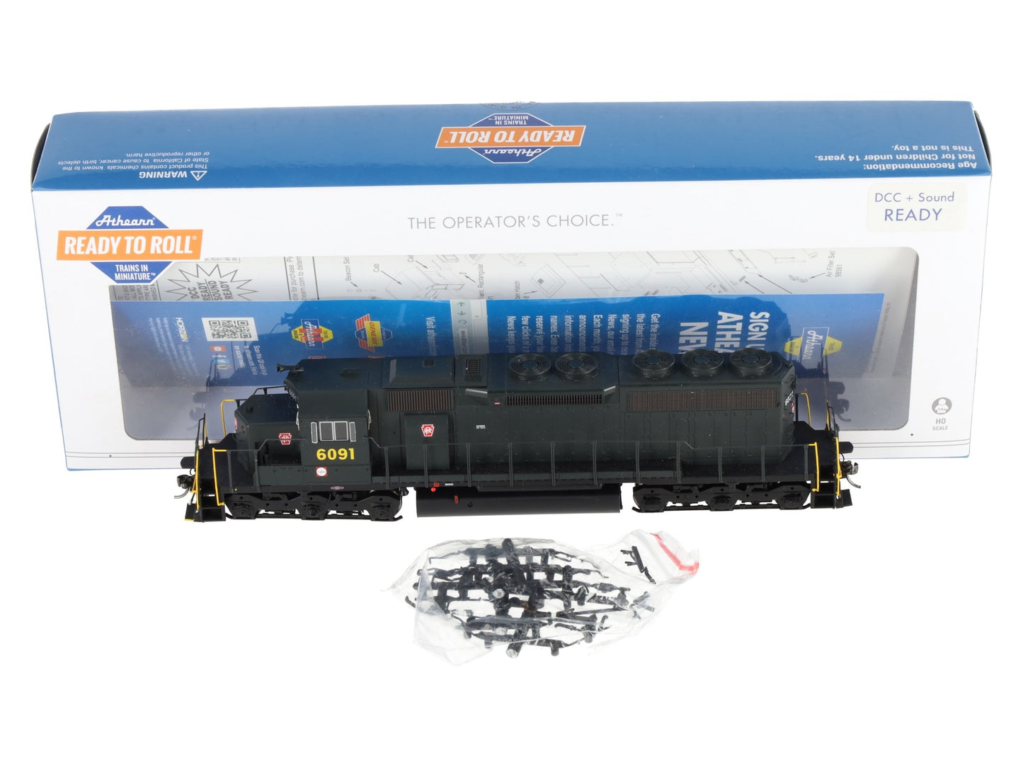 Athearn 88513 HO Pennsylvania Dark Green RTR SD40 Diesel Locomotive #6091