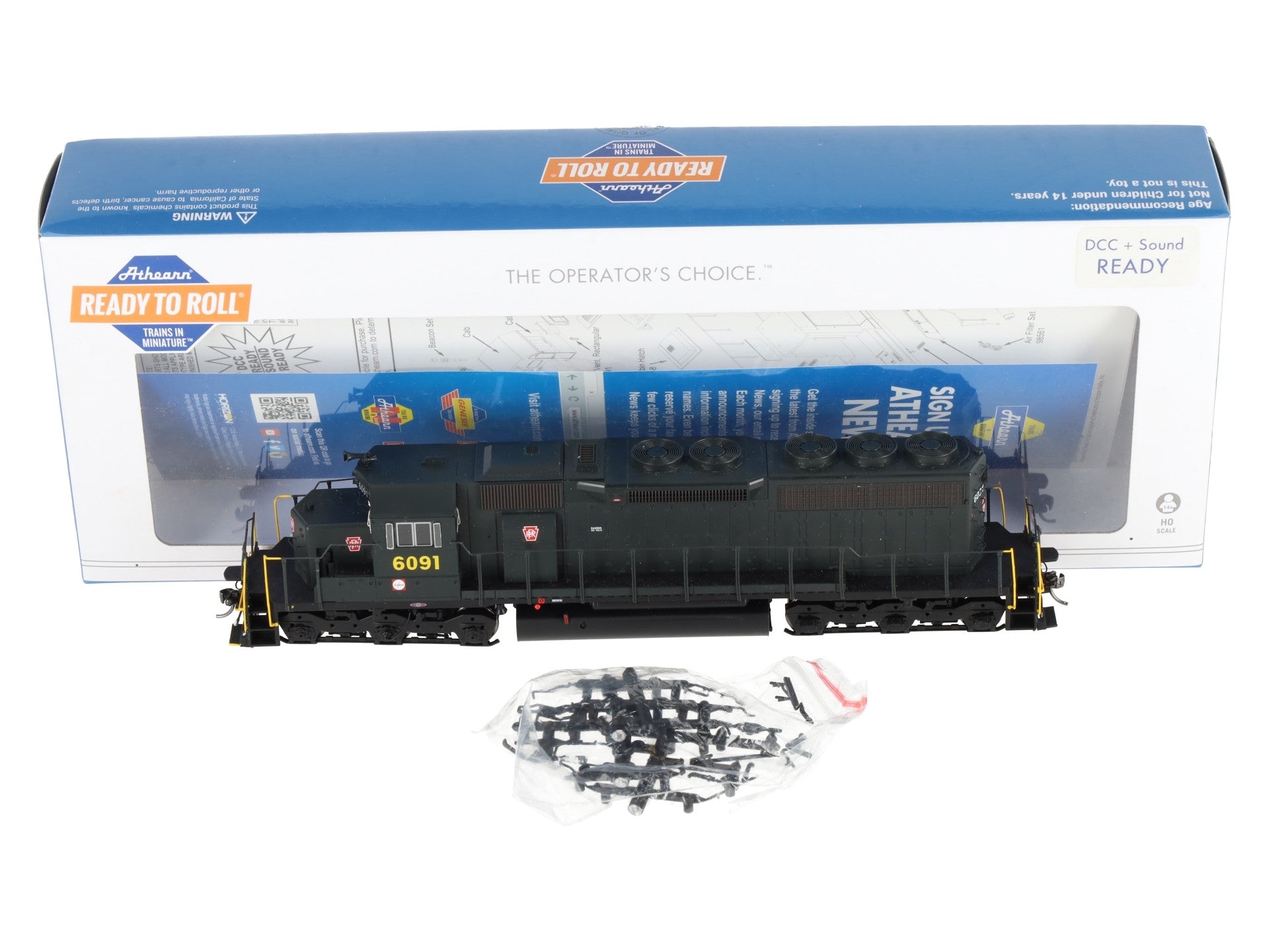 Athearn 88513 HO Pennsylvania Dark Green RTR SD40 Diesel Locomotive #6091