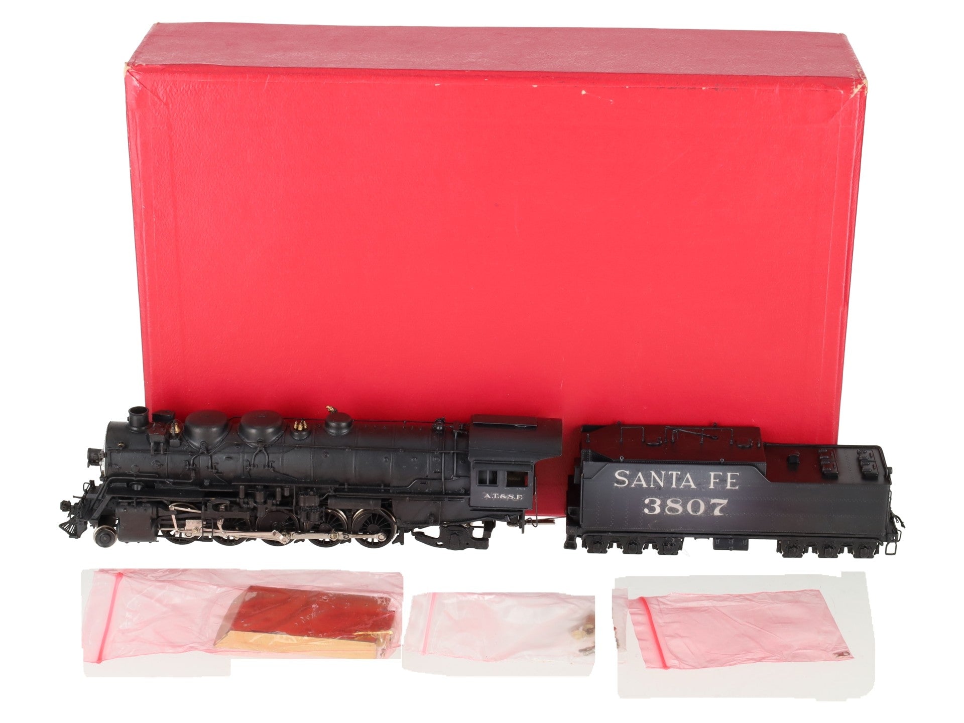 Key Imports HO BRASS Santa Fe 2-10-2 Steam Loco & Tender #3800 - Custom EX/Box