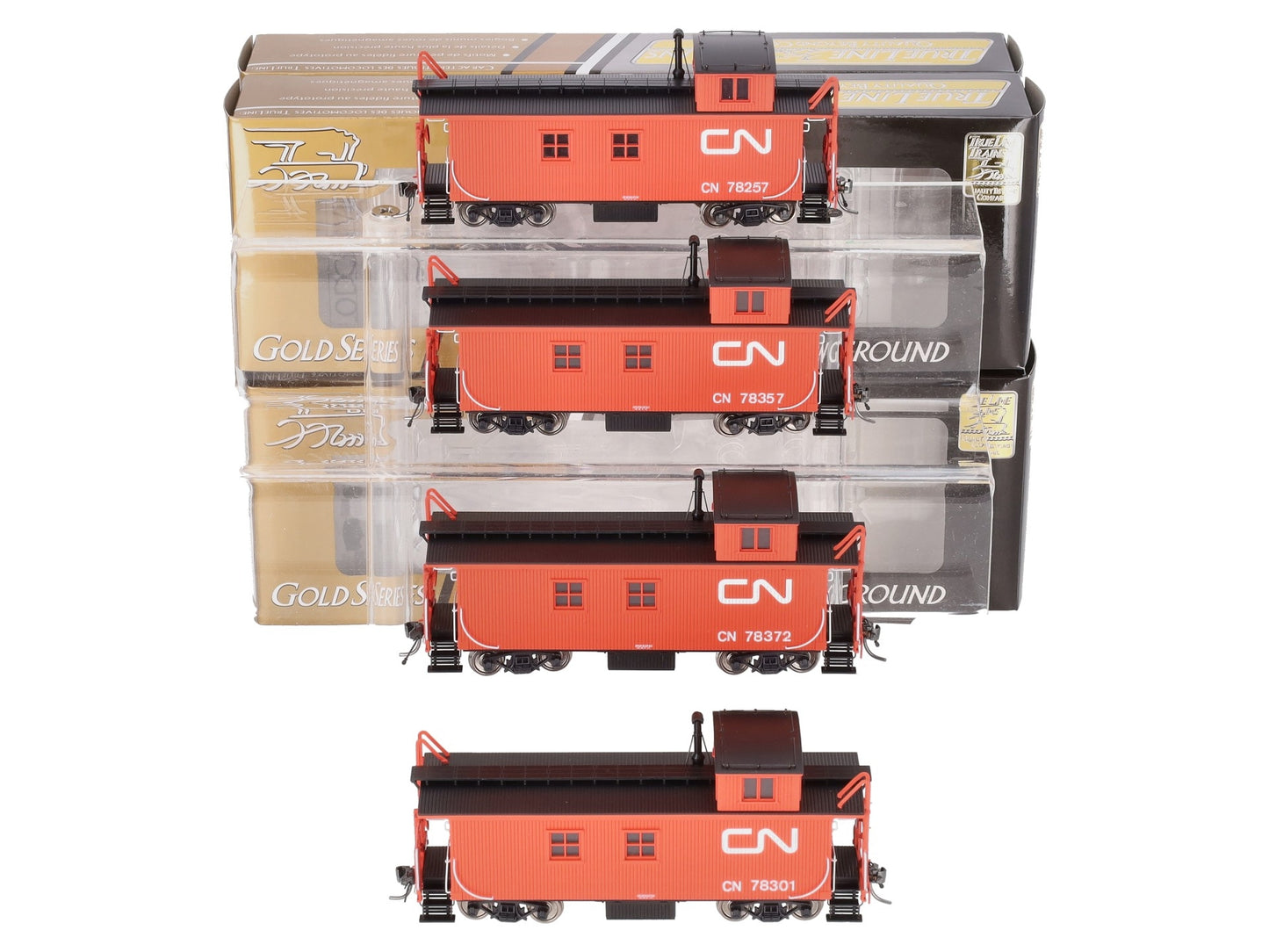 True Line Trains 301206 HO CN Offset-Cupola Wood Van (Caboose) (Set of 4)