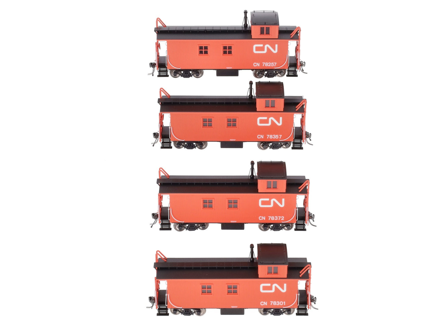 True Line Trains 301206 HO CN Offset-Cupola Wood Van (Caboose) (Set of 4)