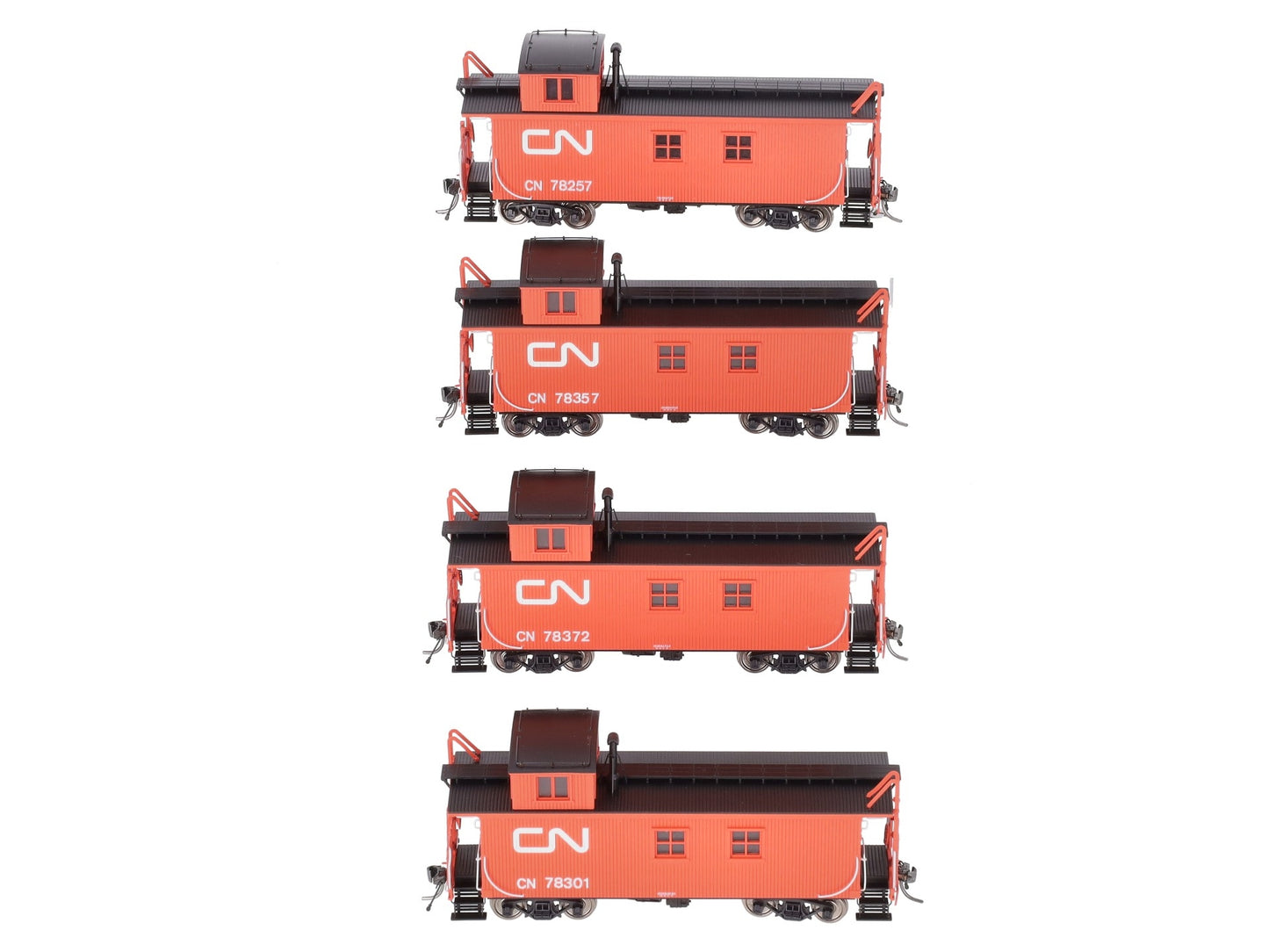 True Line Trains 301206 HO CN Offset-Cupola Wood Van (Caboose) (Set of 4)