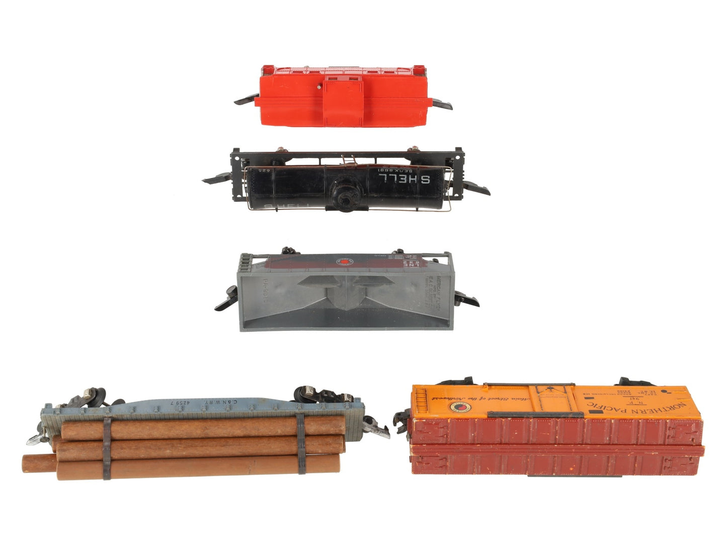 American Flyer Vintage S Postwar Freight Cars # 947, 42597, 632, 625 & 630 [5] VG