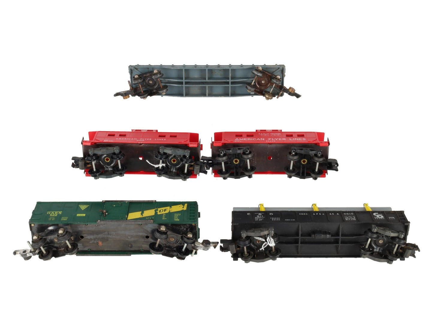 American Flyer Vintage S Freight Cars # 911, 42597, 24603, 622 & 24636 [5] VG