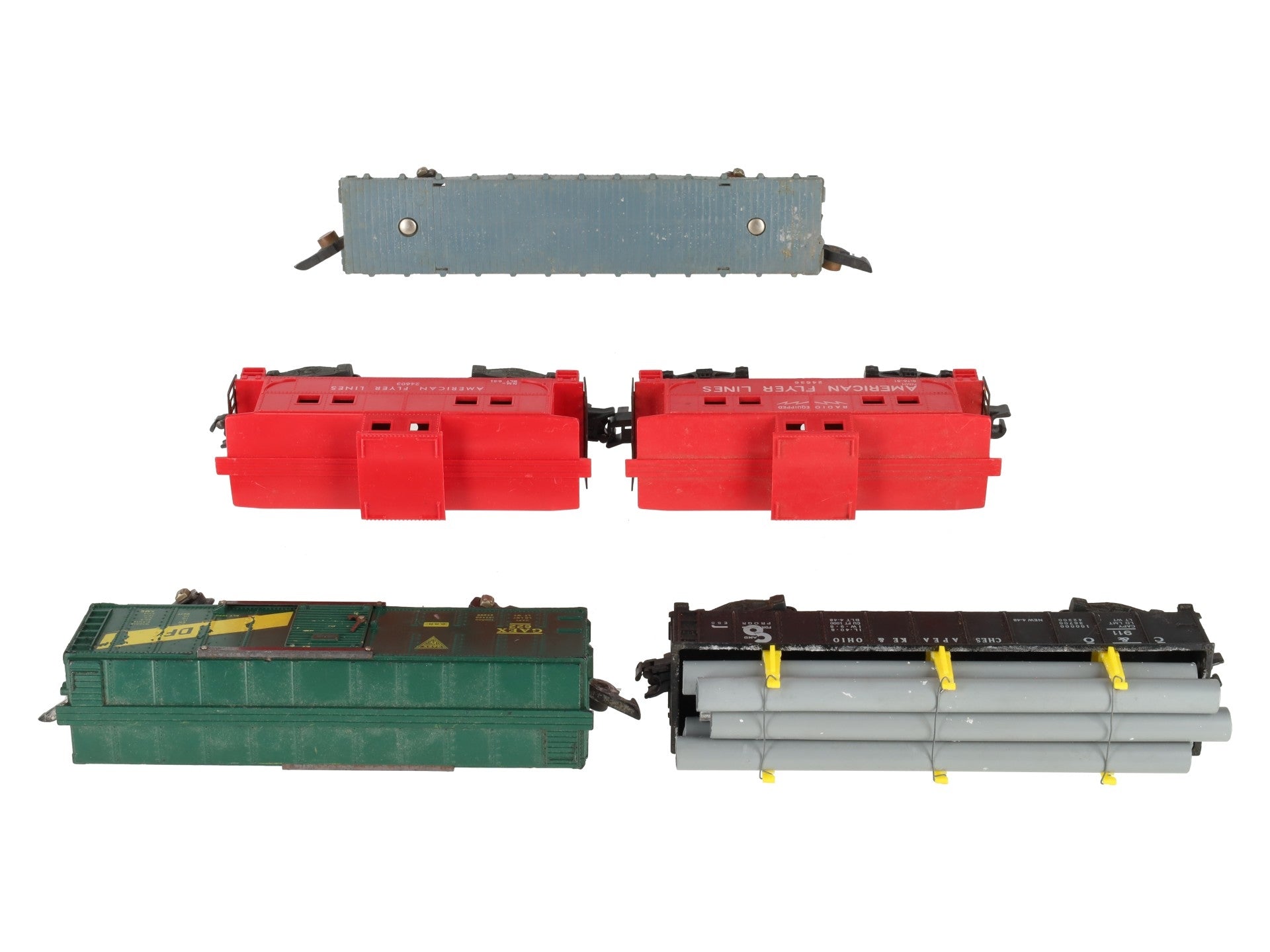 American Flyer Vintage S Freight Cars # 911, 42597, 24603, 622 & 24636 [5] VG