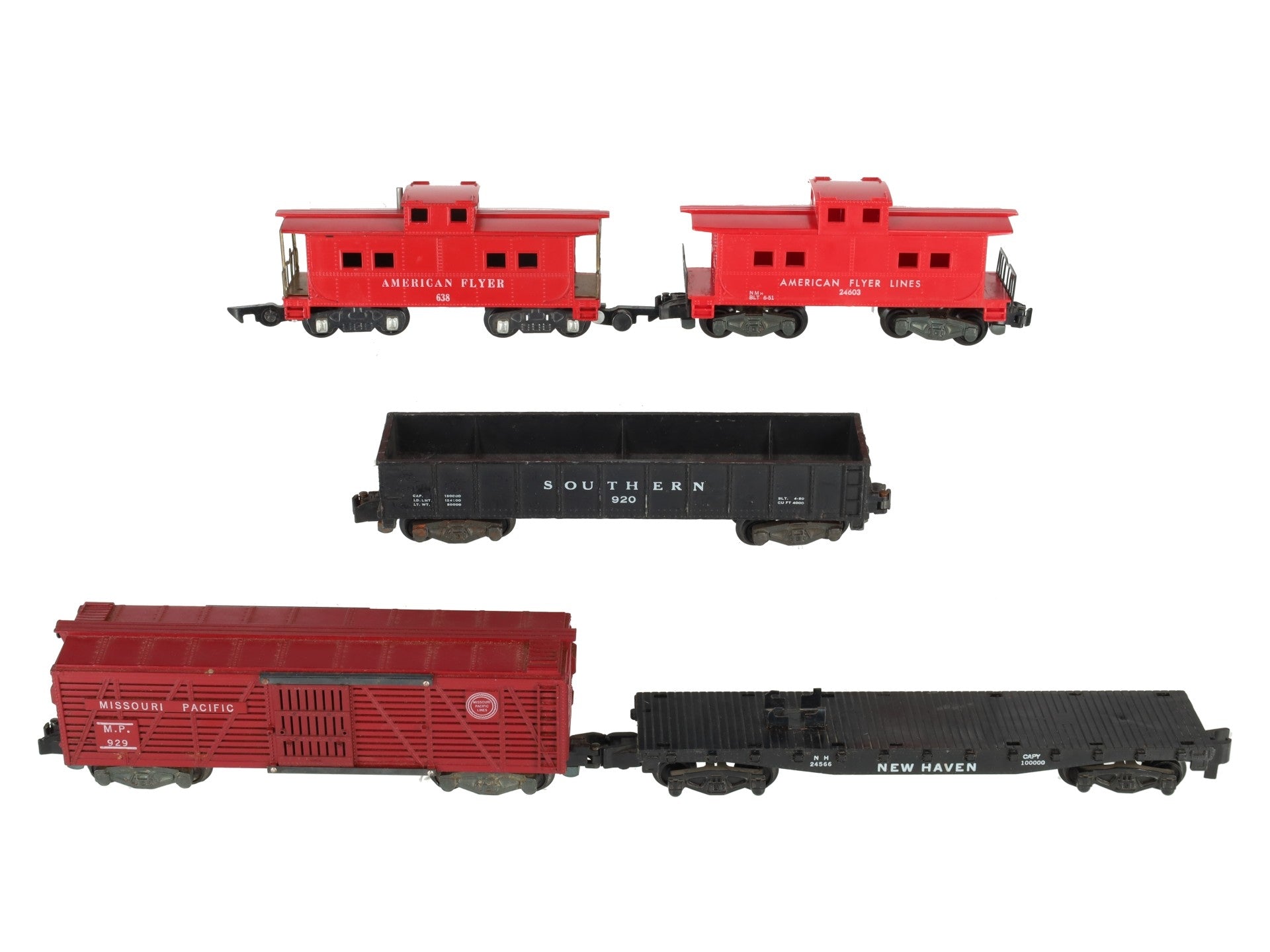 American Flyer Vintage S Postwar Freight Cars # 638, 920, 24566, 929 & 24603 [5] VG